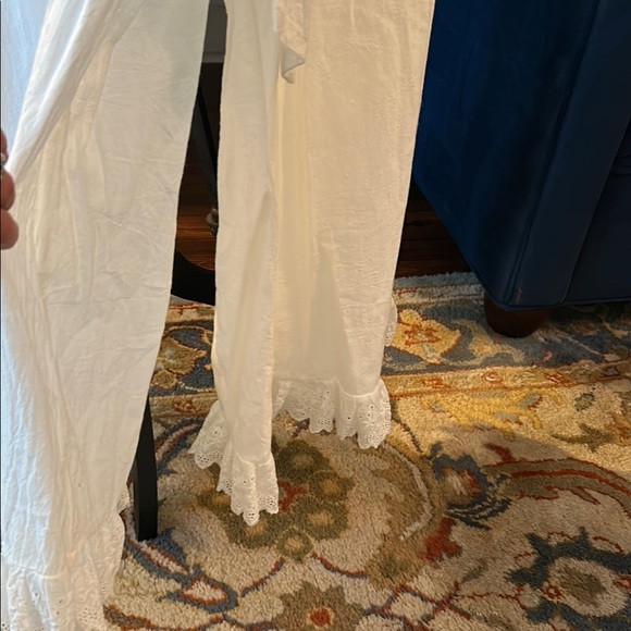 White Ruffled Wide-Leg Jumpsuit with Romantic Details - Picture 3 of 6